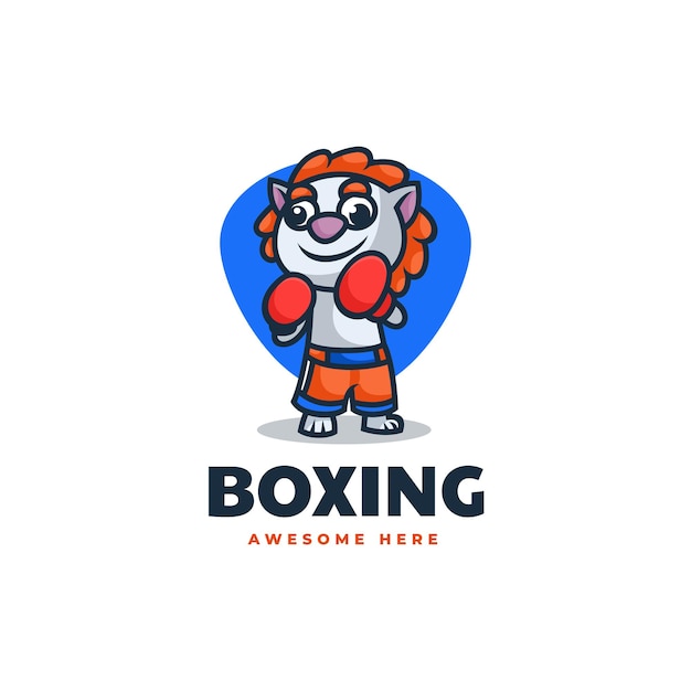 Illustrazione di logo di vettore stile del fumetto della mascotte del leone di boxe