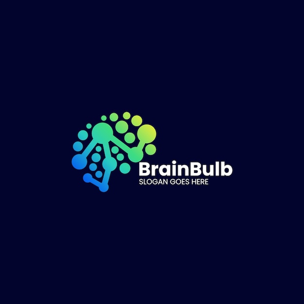 Vector Logo Illustration Brain Blub Gradient Colorful Style