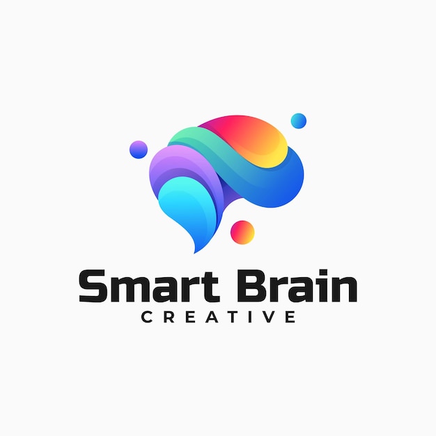 Vector Logo Illustration Brain Gradient Colorful Style