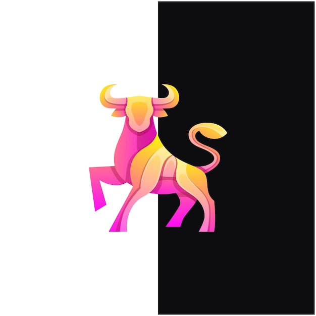 Vector logo illustration bull gradient colorful style