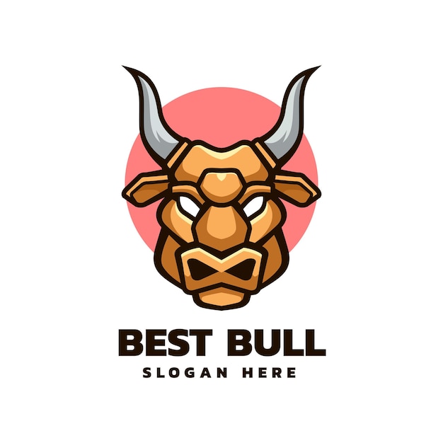 Vector Logo Illustration Bull Simple Mascot Style