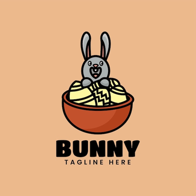 Illustrazione del logo vettoriale bunny semplice stile mascotte