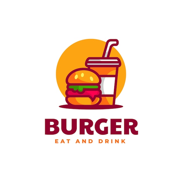 Vector logo illustration burger simple mascot style