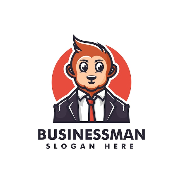 Vector Logo Illustration Businessman Mascot Cartoon Style