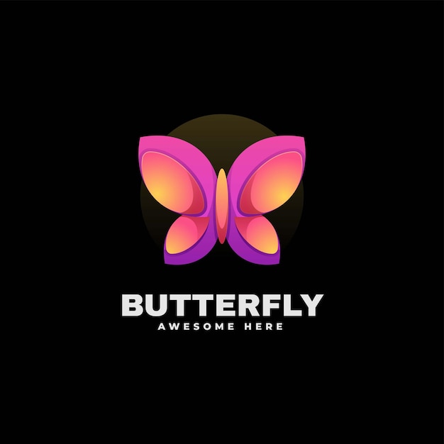 Векторная Иллюстрация Логотип Бабочка Градиентом Красочный Стиль