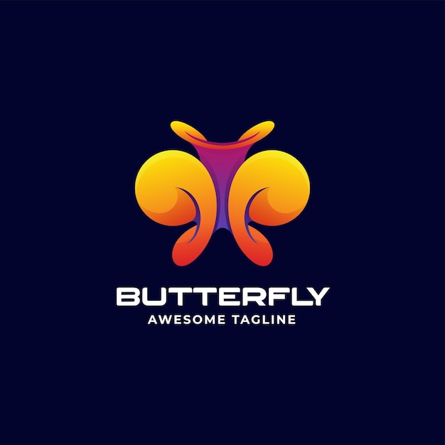 Vector Logo Illustration Butterfly Gradient Colorful Style