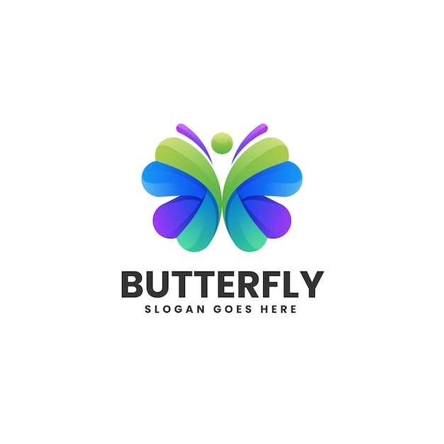 Vector Logo Illustration Butterfly Gradient Colorful Style