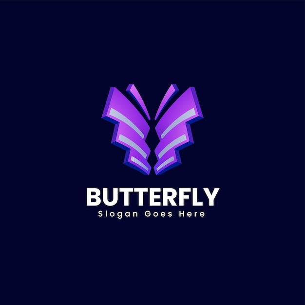 ベクトルロゴイラスト蝶のグラデーションカラフルなスタイル