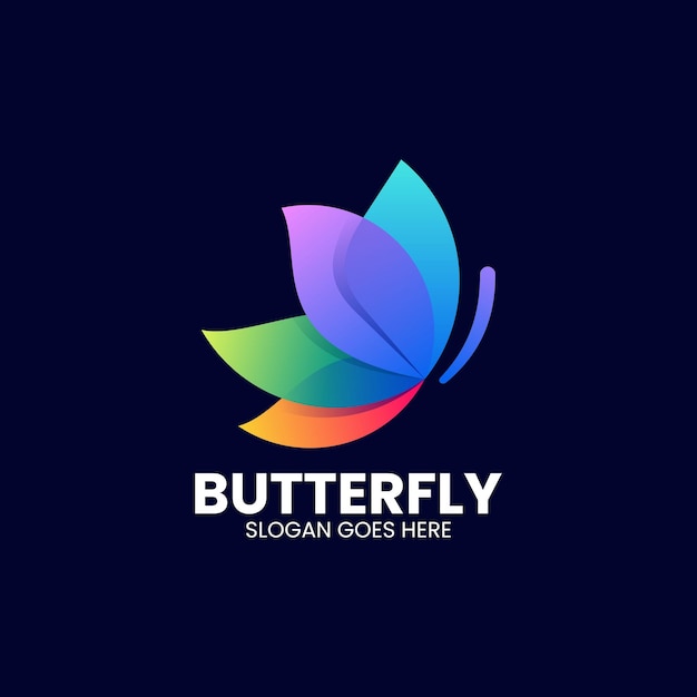 Vector Logo Illustration Butterfly Gradient Colorful Style