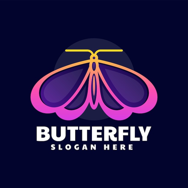 Vector Logo Illustration Butterfly Gradient Line Art Style