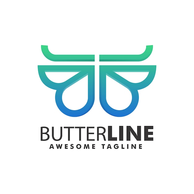 Vector Logo Illustration Butterfly Gradient Line Art Style