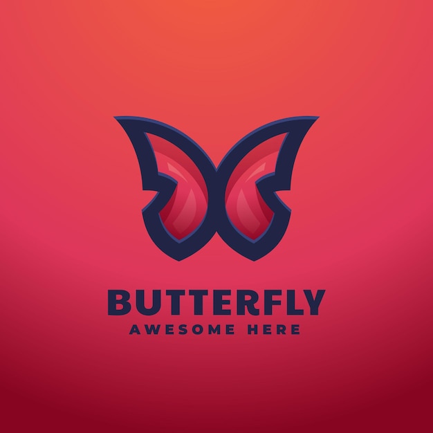 Vector Logo Illustration Butterfly Line Art Style