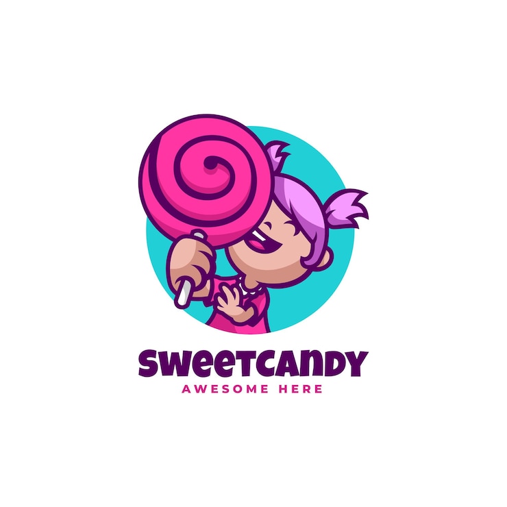 Vector vector logo illustration candy girl mascot cartoon style