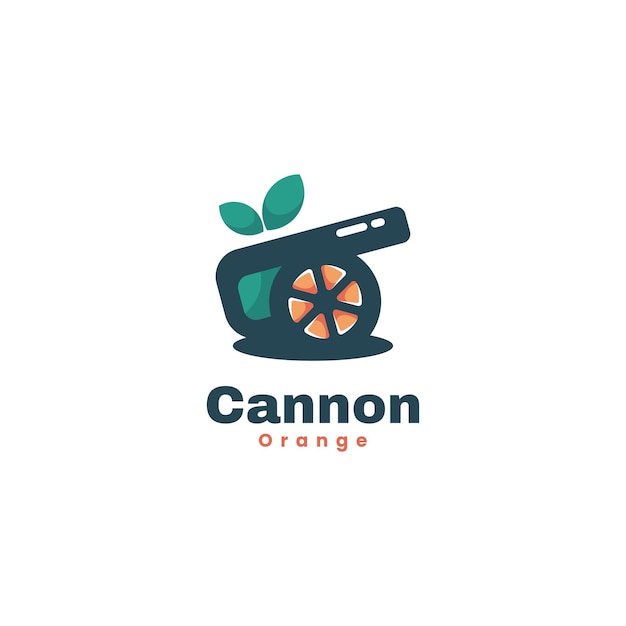 Vector logo illustration cannon orange simple mascot style