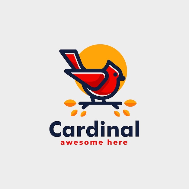 Vector Logo Illustration Cardinal Simple Mascot Style