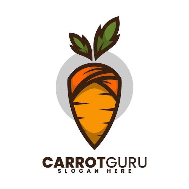 Vector Logo Illustration Carrot Guru Simple Mascot Style