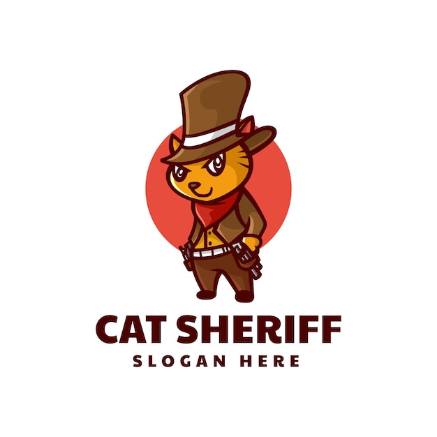 Vector vector logo illustration cat sheriff mascot cartoon style