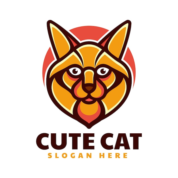 Vector Logo Illustration Cat Simple Mascot Style