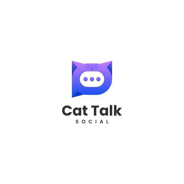 Illustrazione del logo vettoriale cat talk gradiente stile colorato