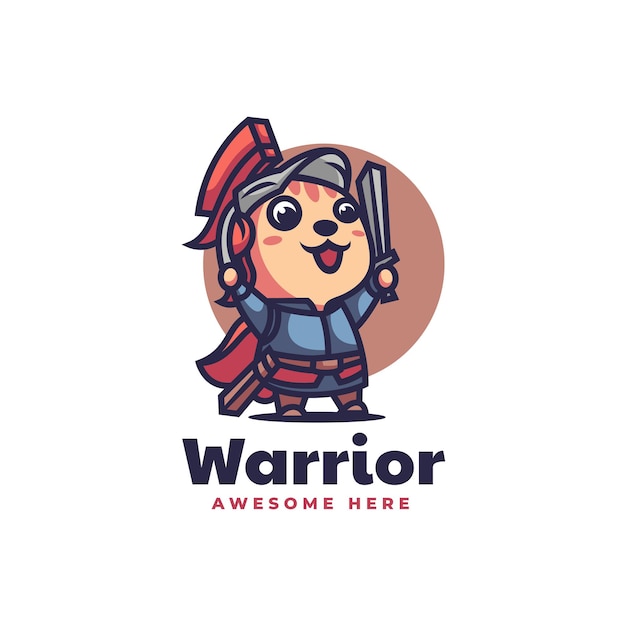 Vector vector logo illustration cat warrior mascot cartoon style