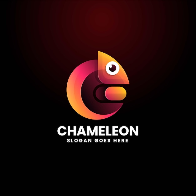 Векторная иллюстрация логотипа хамелеон градиентом красочный стиль
