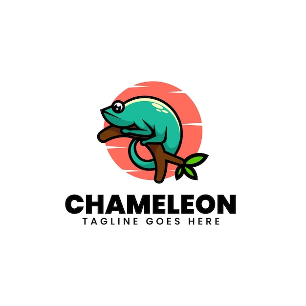 Vector Logo Illustration Chameleon Simple Mascot Style