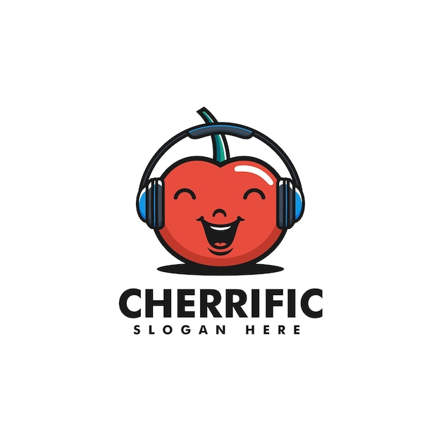 Illustrazione del logo vettoriale cherry mascotte in stile cartone animato