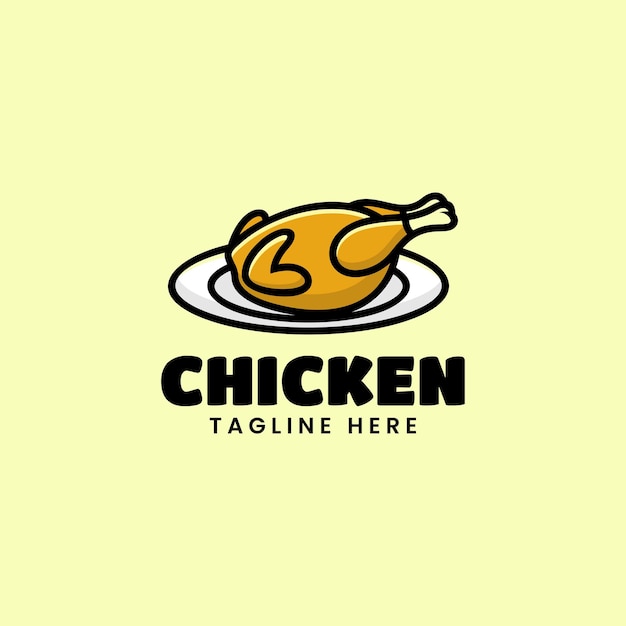 Illustrazione del logo vettoriale stile mascotte semplice di pollo