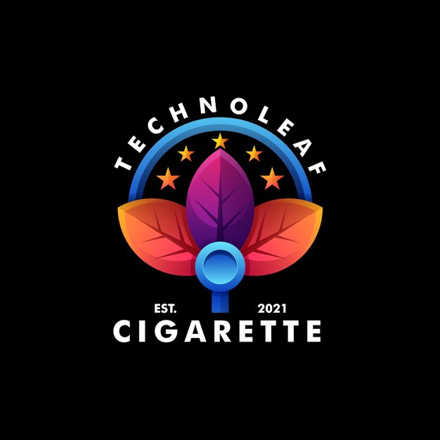 Vettore vector logo illustrazione sigaretta gradiente stile colorato