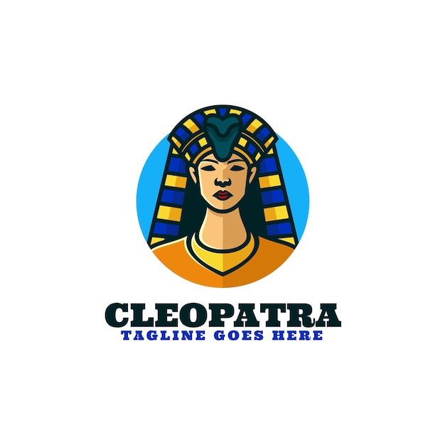 Vector logo illustration cleopatra mascot cartoon style