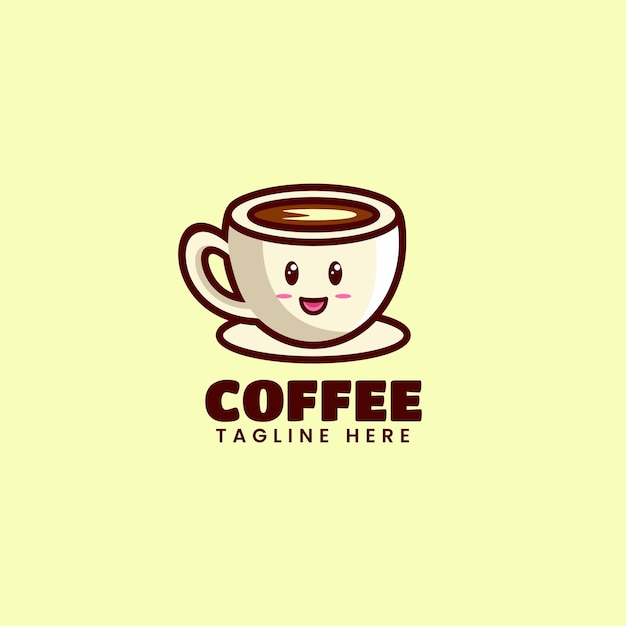 Vector Logo Illustration Coffee Mascot Cartoon Style