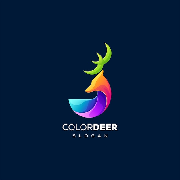 Vector Logo Illustration Color Deer Gradient Colorful Style