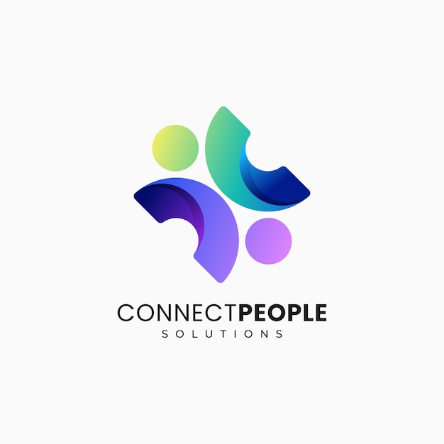 Vector logo illustration connect people gradient colorful style