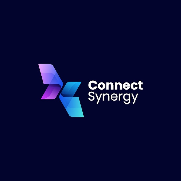 Vector Logo Illustration Connect Synergy Gradient Colorful Style