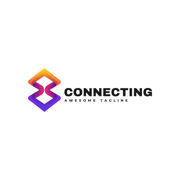 Vector Logo Illustration Connecting Gradient Colorful Style