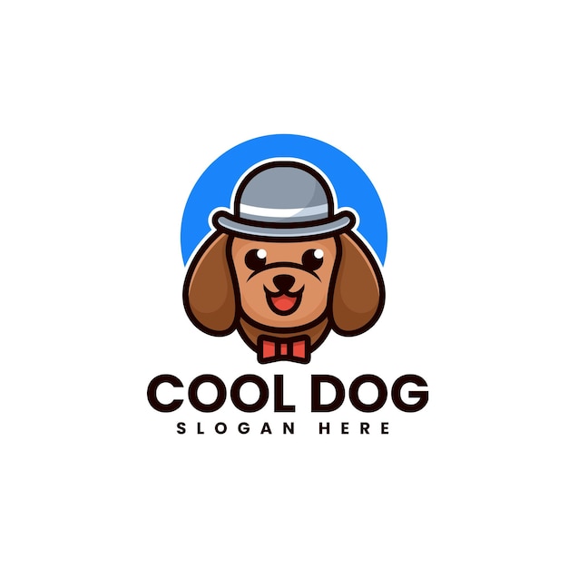 Vector Logo Illustration Cool Dog Mascot Cartoon Style