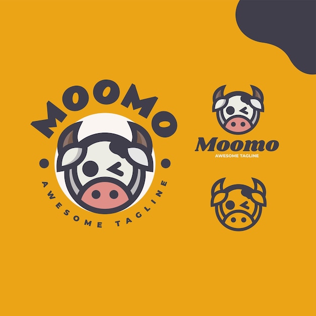 Vector logo illustration cow simple mascot style