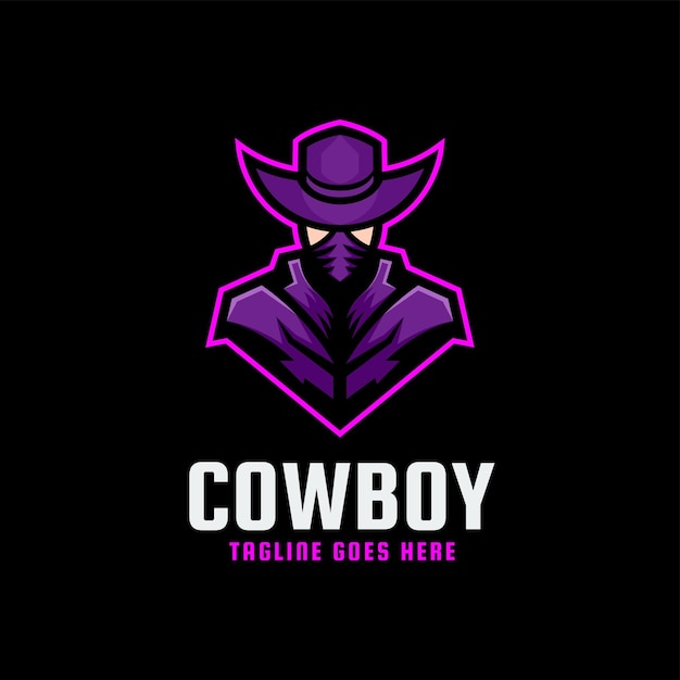 Vector Logo Illustration Cowboy Simple Mascot Style