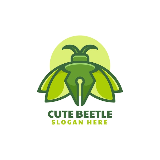 Vector vector logo illustration cute beetle simple mascot style.