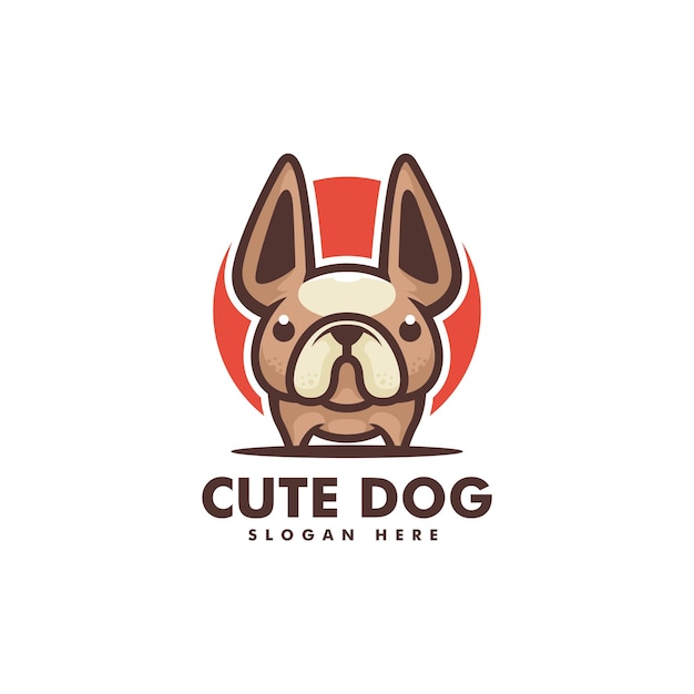 Vector logo illustration cute dog simple mascot style