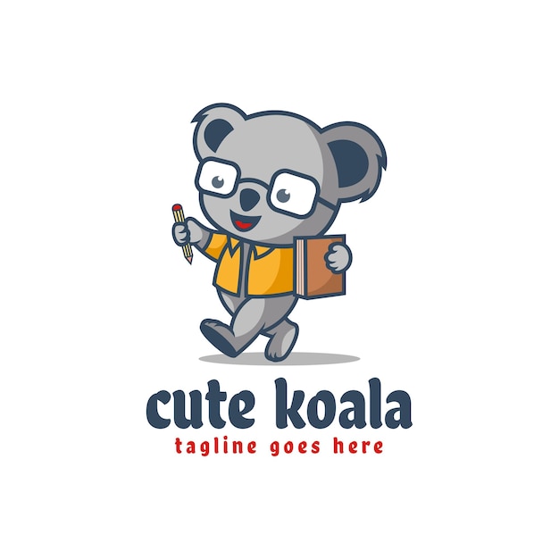 Vector Logo Illustration Cute Koala Mascot Cartoon Style