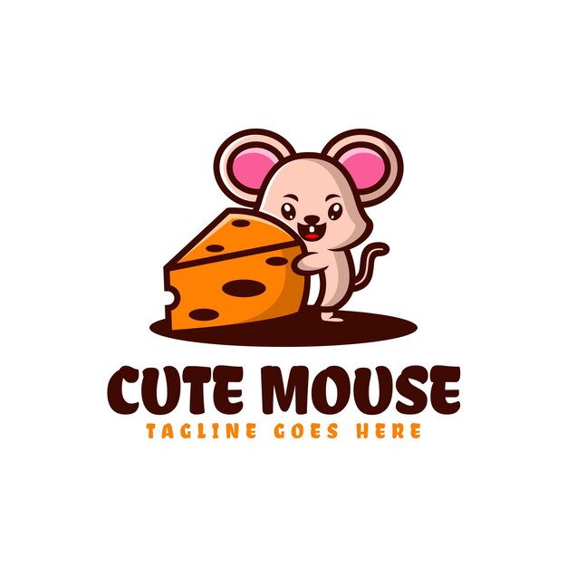 Vector vector logo illustration cute mouse mascot cartoon style