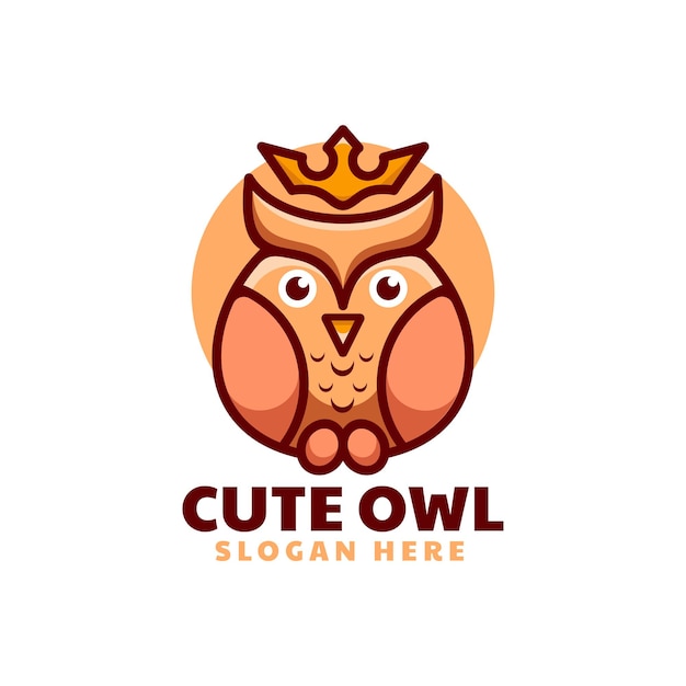 Vector Logo Illustration Cute Owl Simple Mascot Style