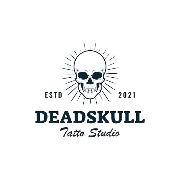 Vector Logo Illustration Dead Skull Vintage Badge Style.