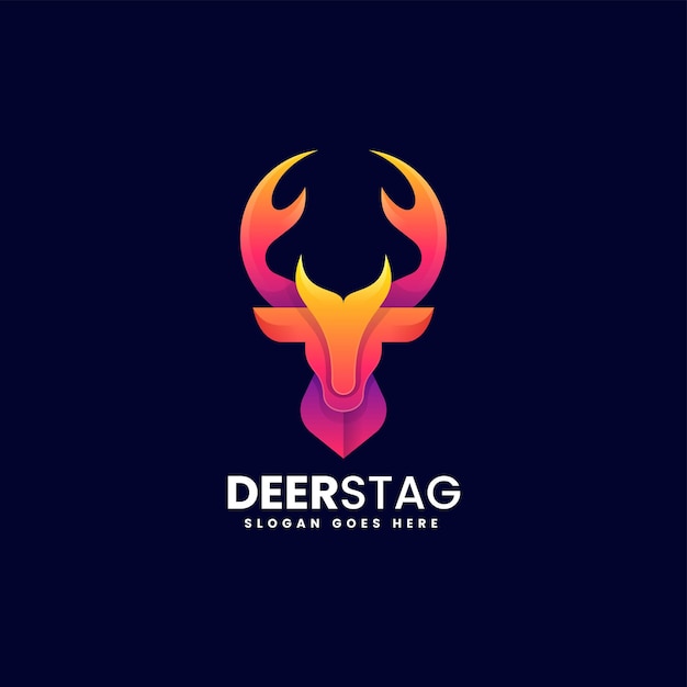 Vector Logo Illustration Deer Gradient Colorful Style