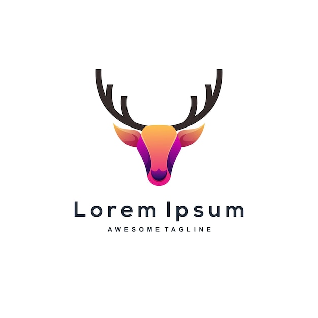 Vector logo illustration deer gradient colorful style