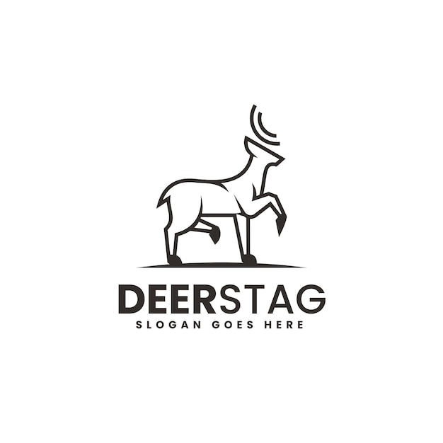 Vector logo illustration deer stag line art style