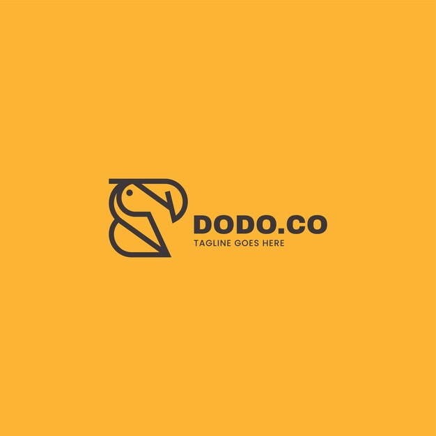 벡터 로고 그림 Dodo 새 라인 아트 스타일