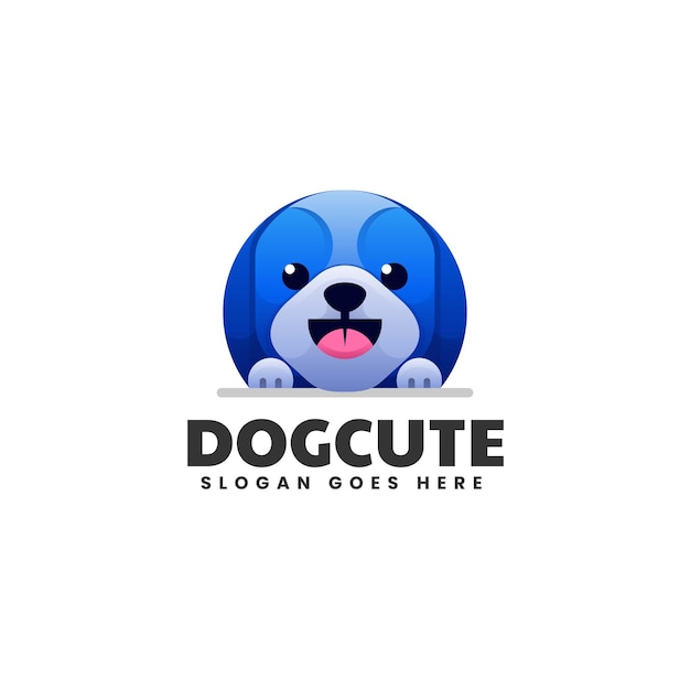 Vector Logo Illustration Dog Cute Gradient Colorful Style