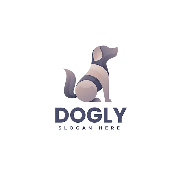 Vector logo illustration dog gradient colorful style